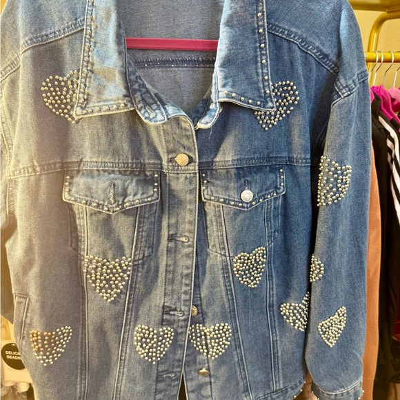 Jackets & Blazers - Studded Heart Denim Jacket